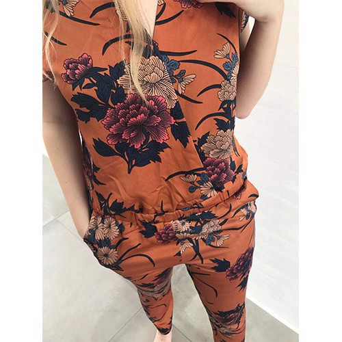 Grace orange blomstret jumpsuit